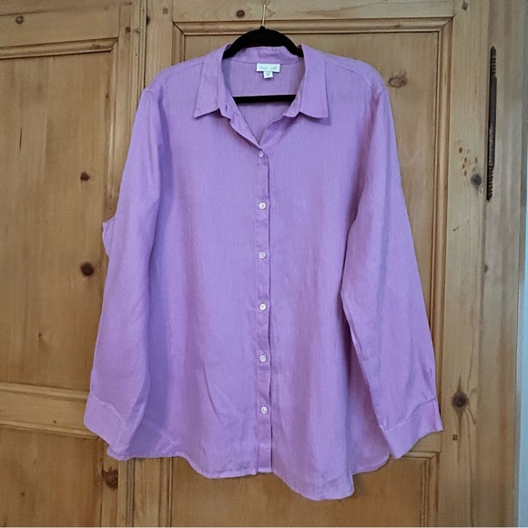 J. Jill Tops - J. Jill Love Linen Lavender Button Down Linen Shirt Sz XL
